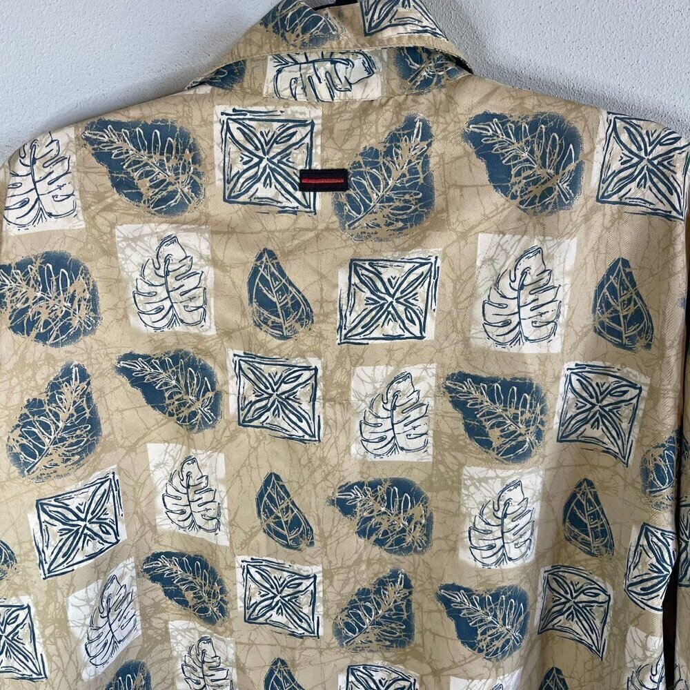 Y2K FUBU Beige/Blue Floral All Over Print Button Front Short Sleeve Mens XXL - Picture 6 of 12